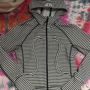 Lululemon Athletica Black and White Striped Hoodie